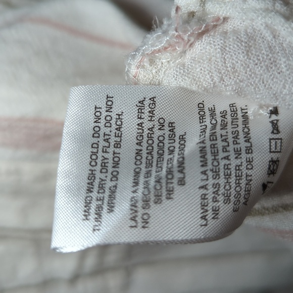 Thread & Supply Striped Sheer Button-up Blouse Linen-Rayon Blend Women's Size S - Picture 4 of 4